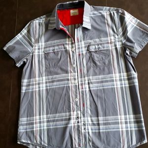 Men's Public Opinion XXL short-sleeved gray plaid button down shirt